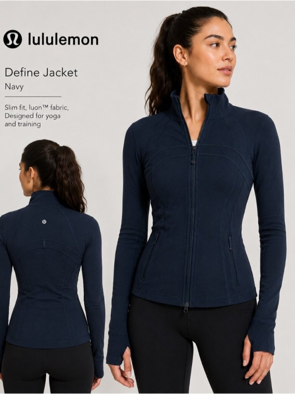 Lululemon Navy Blue Zip Up Athletic Jacket Size 10 Women’s Activewear